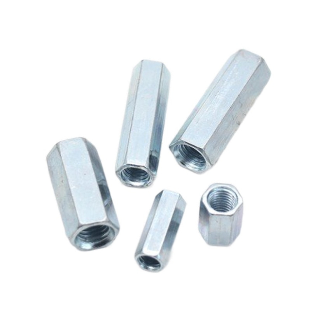 &Eacute;crous de couplage hexagonaux longs plaqu&eacute;s zinc blanc bleu DIN6334