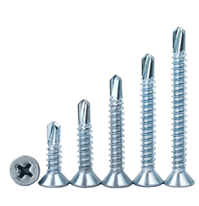 Tornillos de perforaci&oacute;n del uno mismo del tornillo de taladro principal plano plateado cinc blanco azul