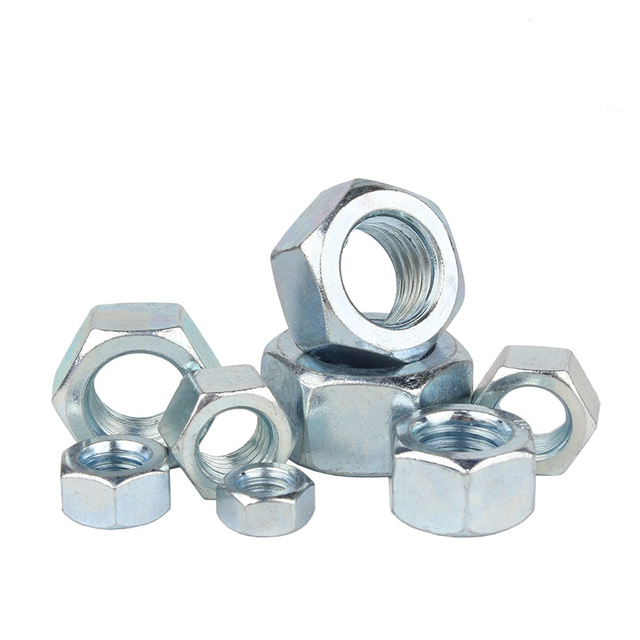 &Eacute;crous hexagonaux zingu&eacute;s blanc bleu haute r&eacute;sistance DIN934